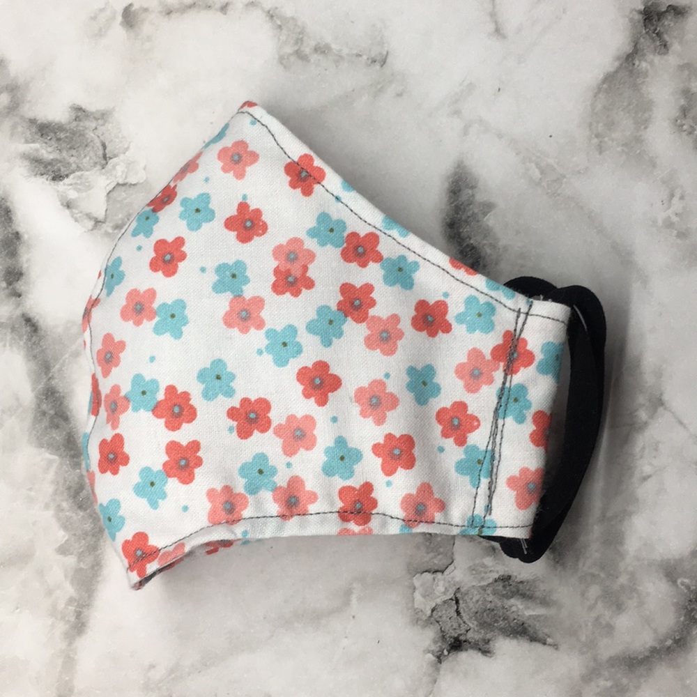 Kids Coral Floral Fabric Mask